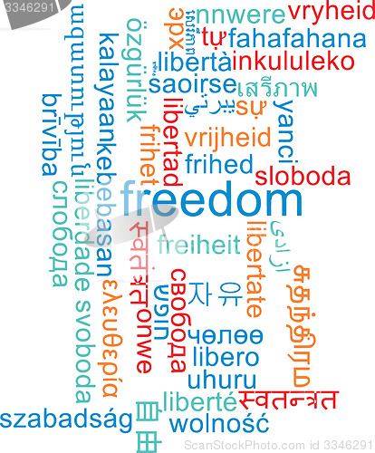 Image of Freedom multilanguage wordcloud background concept