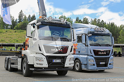 Image of Two New MAN TGS and TGX Trucks in a Show