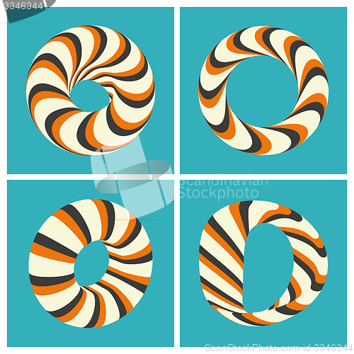 Image of Set of abstract 3d vector icons such emblems. 3d bracelets or rings.