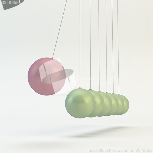 Image of Newtons Cradle Vector Illustration. Business 3D Concept.