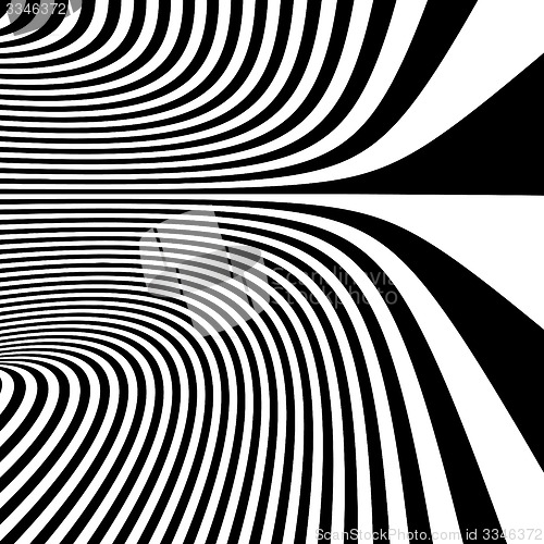 Image of Pattern with optical illusion. Black and white background. 