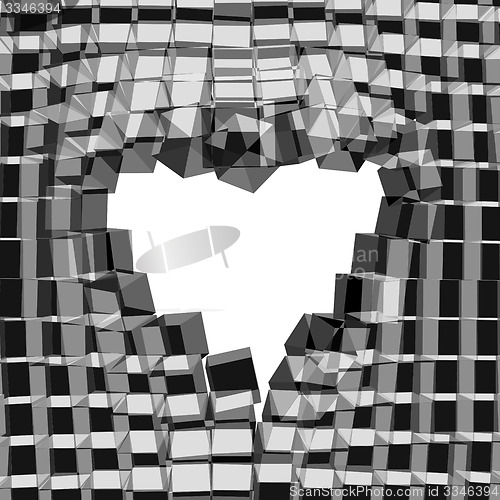 Image of Abstract 3D background with heart. Vector cracked background. 