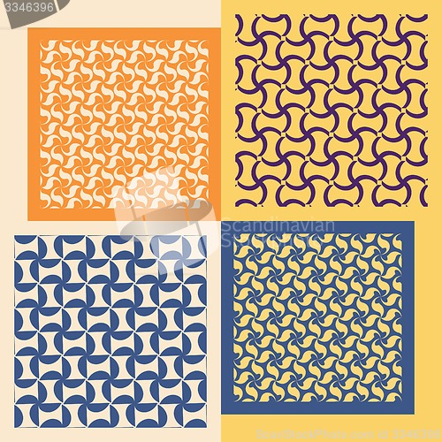 Image of Set of four seamless patterns. Vintage geometric ornaments. 