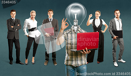 Image of Business Team With Lamp Head