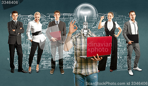 Image of Business Team With Lamp Head