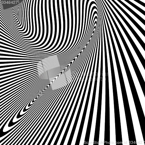 Image of Pattern with optical illusion. Black and white background. 