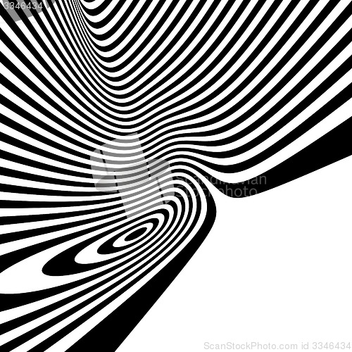 Image of Pattern with optical illusion. Black and white background. 