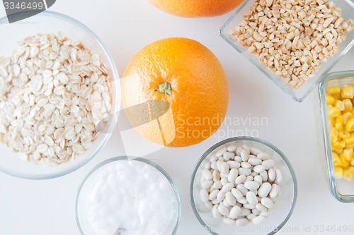Image of close up of food ingredients on table