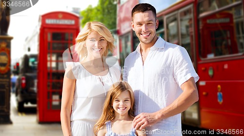 Image of happy family over london city street