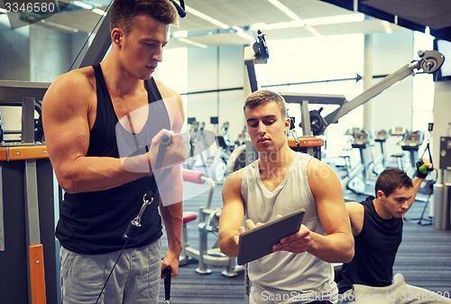 Image of men exercising on gym machine