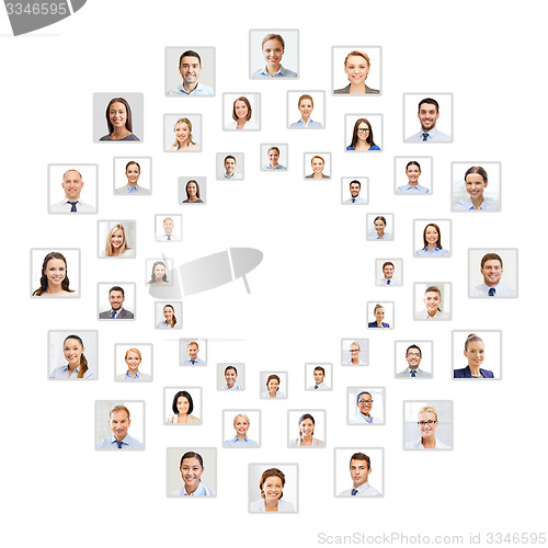 Image of many business people portraits in circle