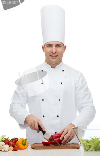 Image of happy male chef cook cooking food