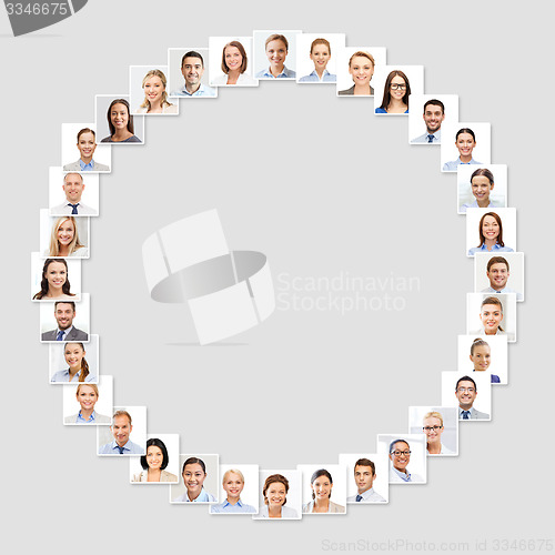 Image of many business people portraits in circle