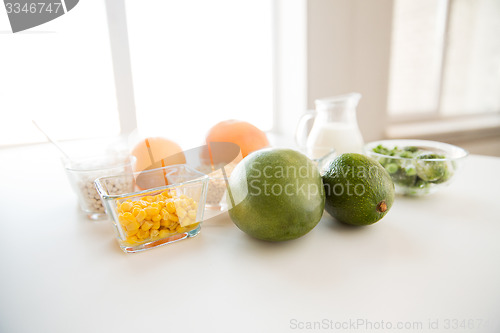 Image of close up of food ingredients on table