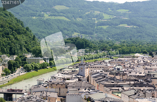 Image of Salzach river and Salzburg Old Town