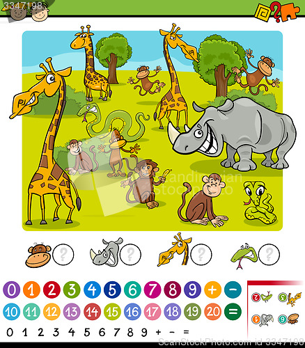 Image of calculating animals cartoon game