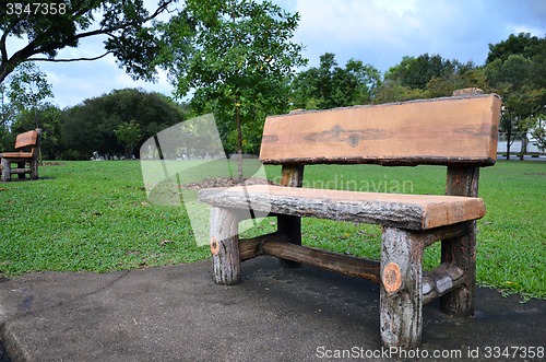 Image of Wooden bench in the garden