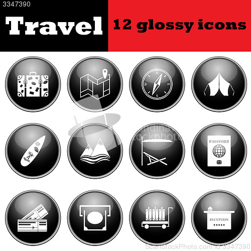 Image of Set of travel glossy icons