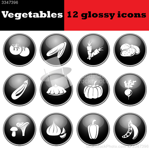 Image of Set of vegetables glossy icons