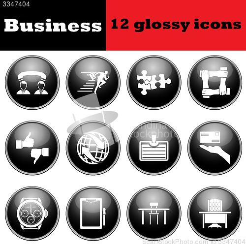 Image of Set of business glossy icon