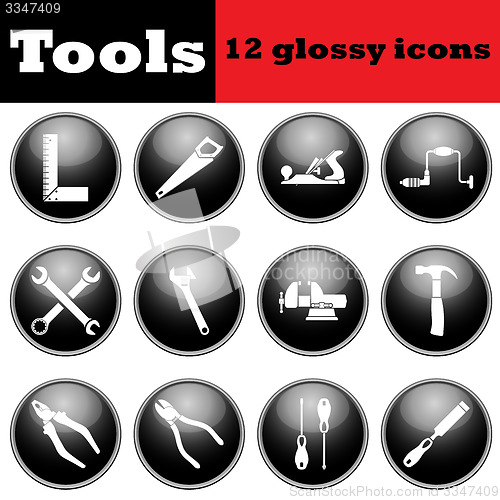 Image of Set of tools glossy icons