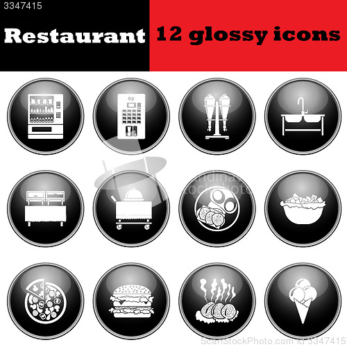 Image of Set of glossy restaurant icons