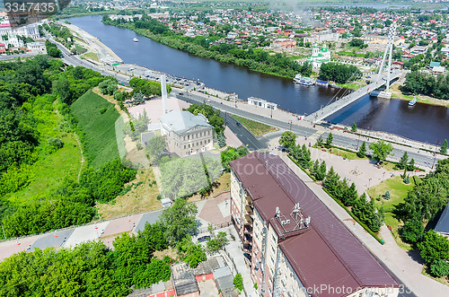 Image of Historical center and Lovers Bridge.Tyumen.Russia