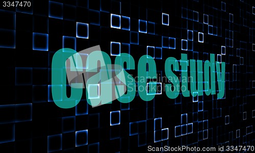 Image of Pixelated words case study on digital background