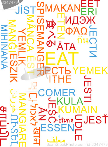 Image of Eat multilanguage wordcloud background concept