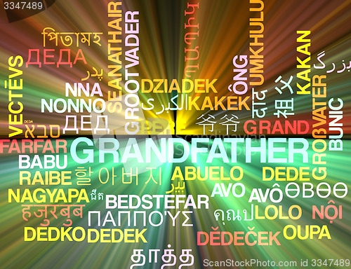 Image of Grandfather multilanguage wordcloud background concept glowing