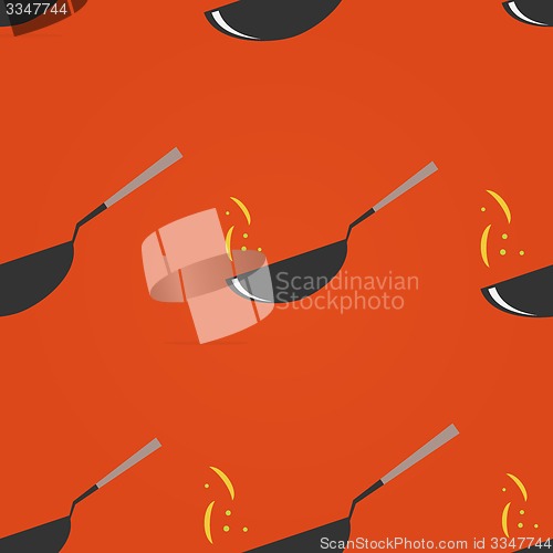 Image of Wok restaurant. Pan seamless pattern. 