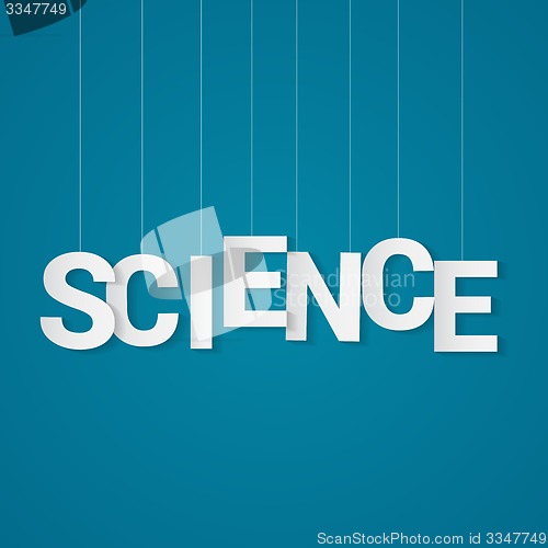 Image of Science text with paper letters, attached to string over yellow background. Can be use at flyer, banner or poster.