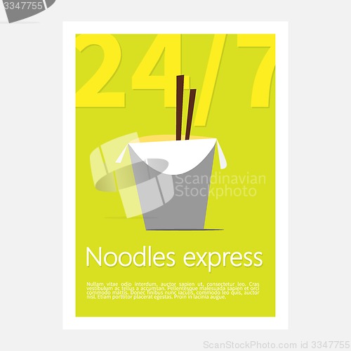 Image of Noodles restaurant poster. Template poster of  noodles restaurant. Flat style illustration