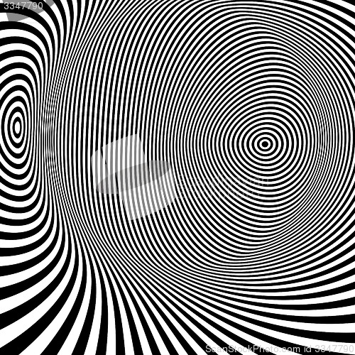 Image of Pattern with optical illusion. Black and white background. 