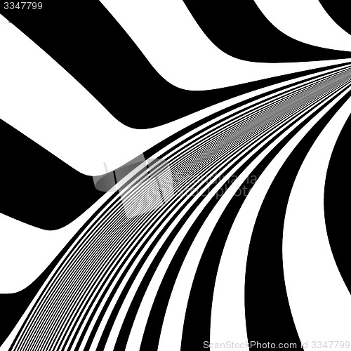 Image of Pattern with optical illusion. Black and white background. 