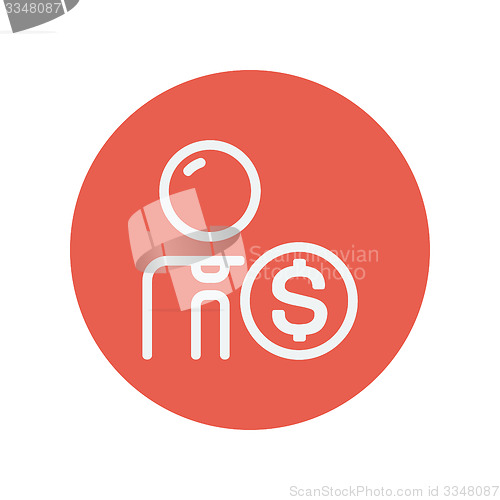 Image of Man with dollar sign thin line icon