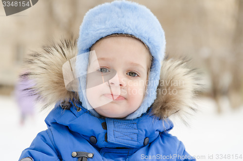 Image of Portrait of a three-year girl in the winter