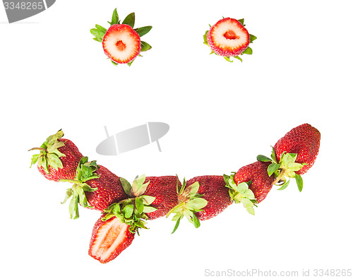 Image of Smile with tongue out fresh juicy strawberries