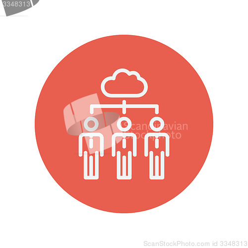 Image of Three businessmen under the cloud thin line icon