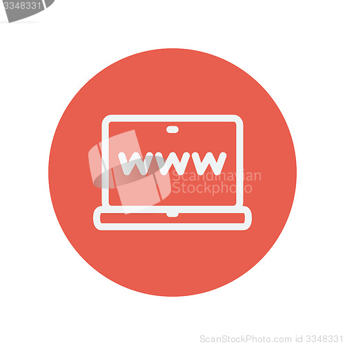 Image of Website in laptop screen thin line icon