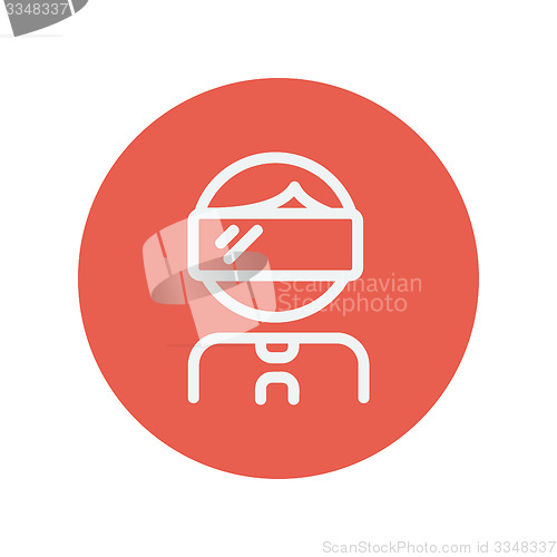 Image of Virtual reality glass on head thin line icon