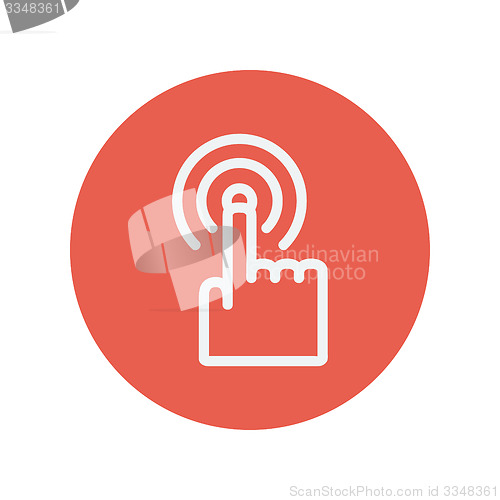 Image of Finger pressing circles thin line icon