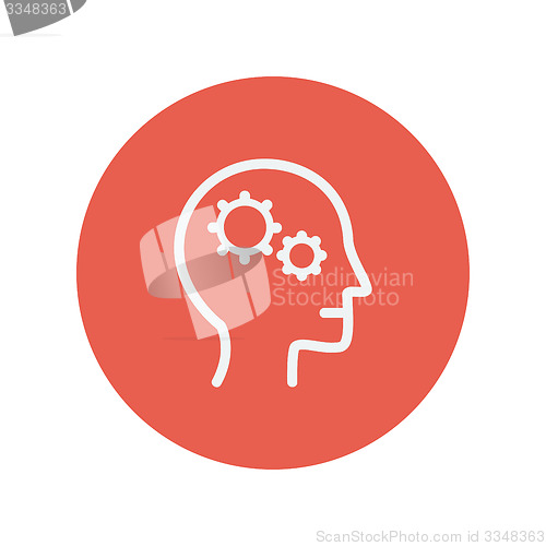 Image of Human head with gear thin line icon