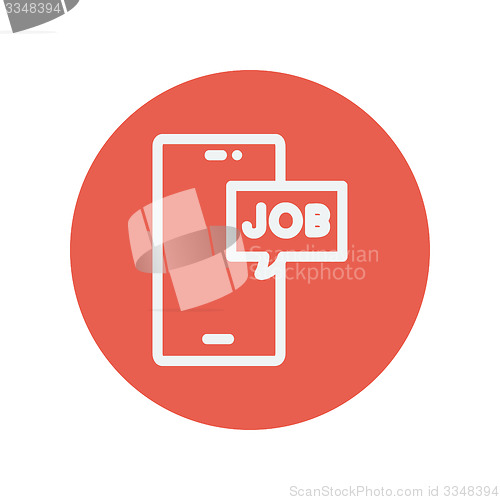 Image of Smartphone with word job in a box thin line icon
