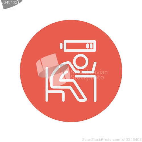 Image of Businessman in low power thin line icon