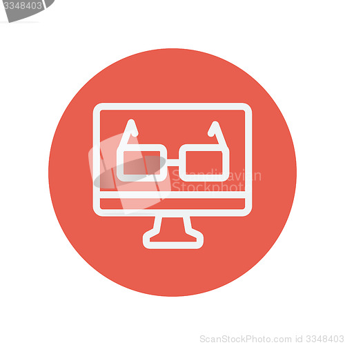 Image of Glasses in computer monitor thin line icon