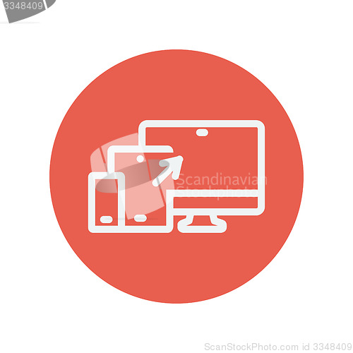 Image of Three devices laptop, smartphone and tablet thin line icon