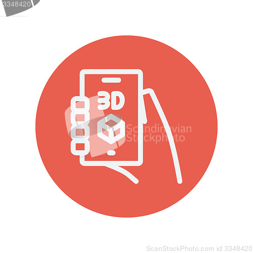Image of Smartphone with 3D box thin line icon