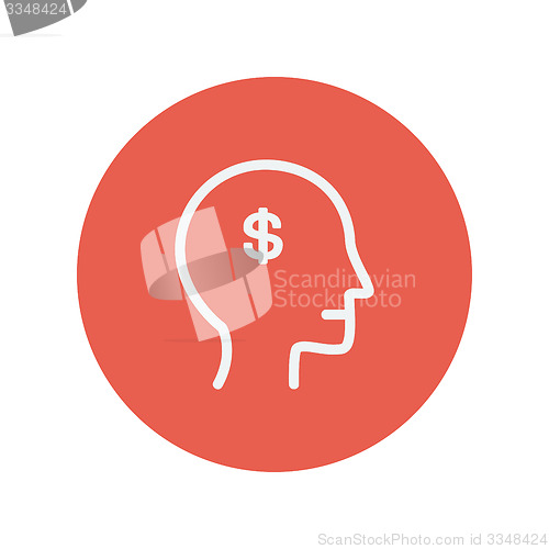 Image of Head with dollar symbol thin line icon