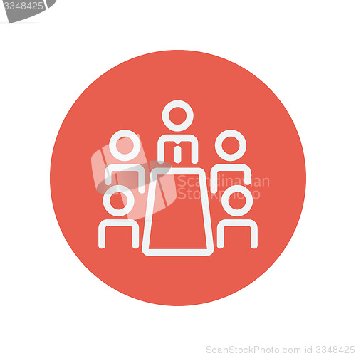 Image of Business meeting in office thin line icon